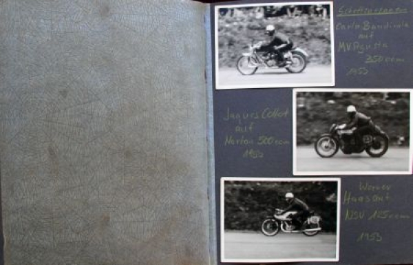 Motorbike-Racingsport Photoalbum "Grasbahnrennen Zeven, Rhade, Schottenring" 1952 Album with 54 original photos (9430)